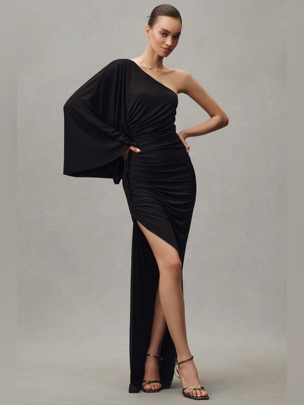 Ronny Kobo Kallista One-Shoulder Column Maxi Dress